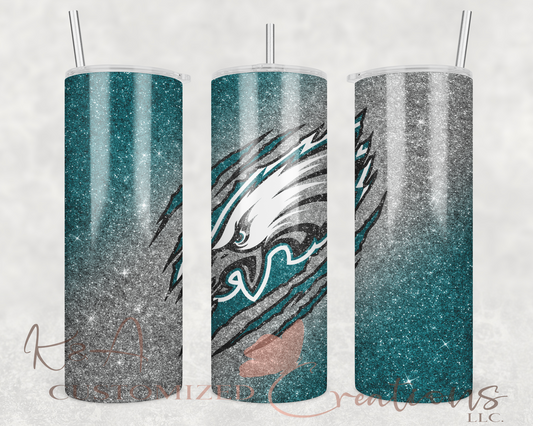 Eagles Glitter 20oz Tumbler
