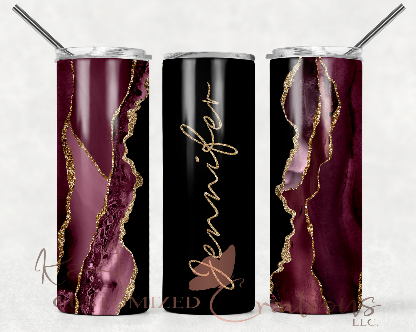 Maroon & Black Marble 20oz Tumbler