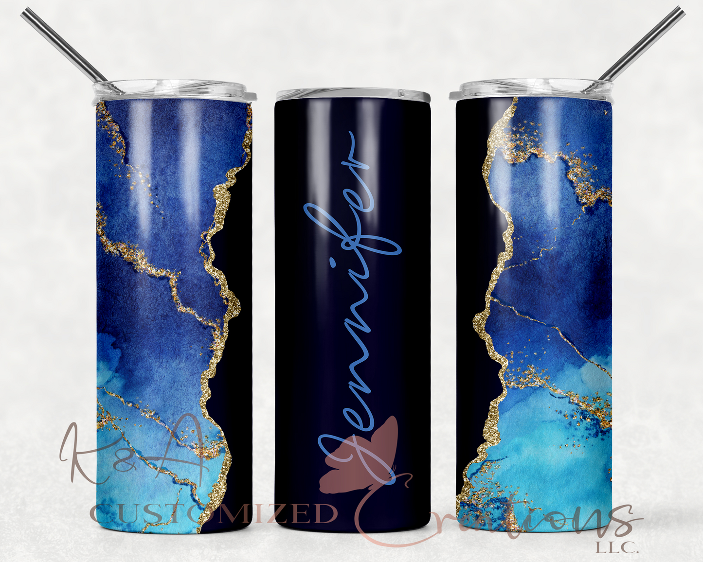 Navy & Gold Marble 20oz Tumbler