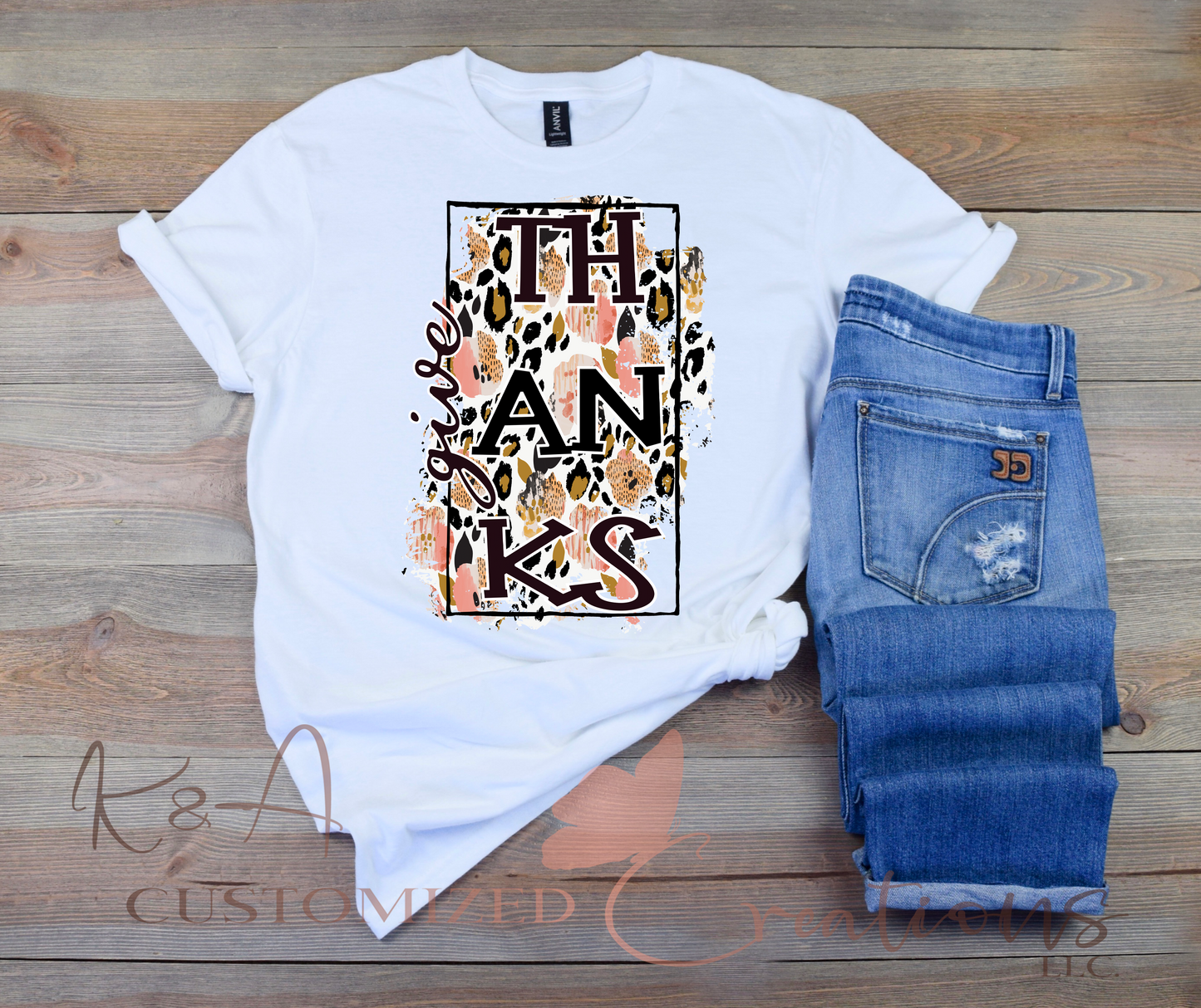 Give Thanks Leopard Tee