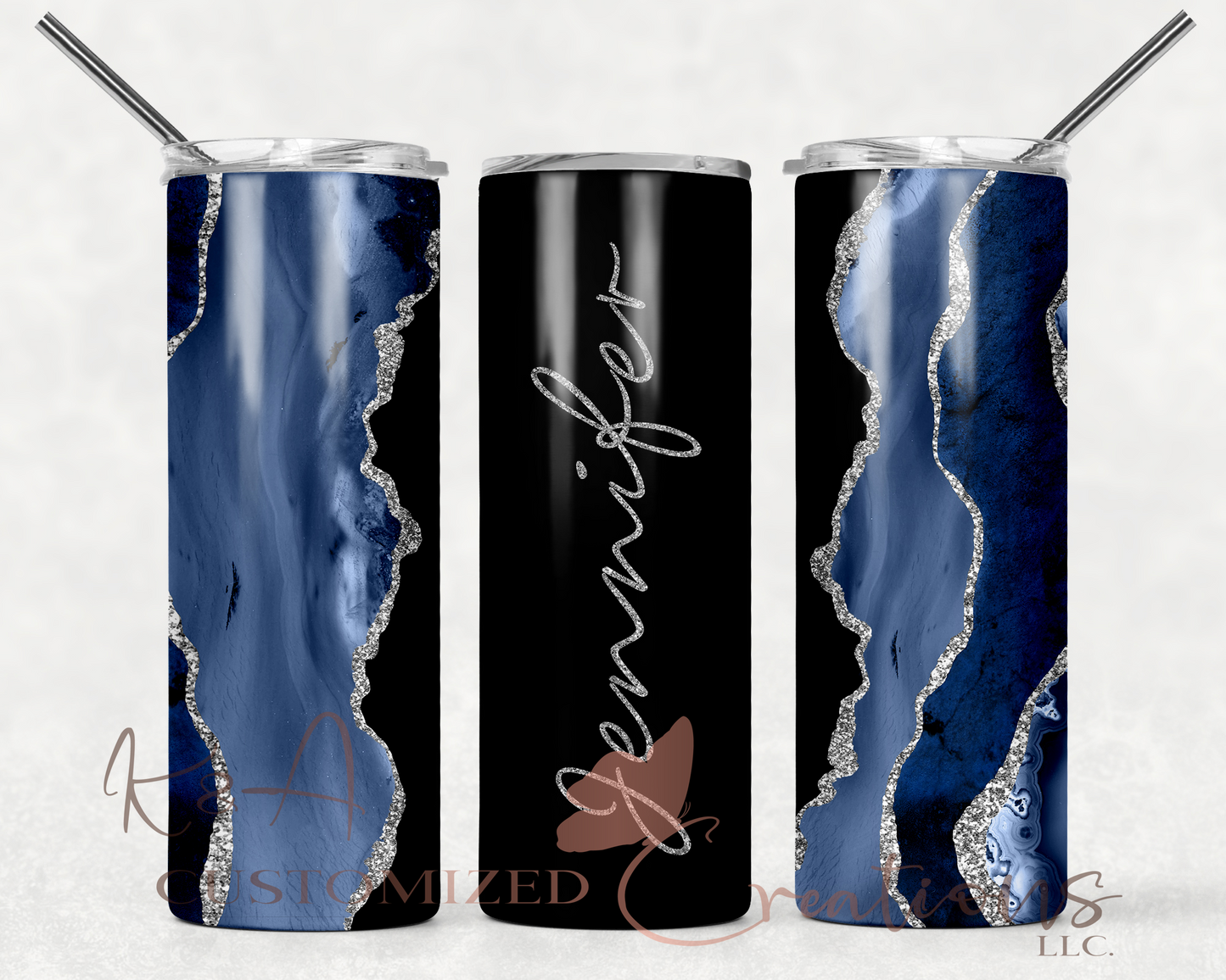 Navy & Black Marble 20oz Tumbler