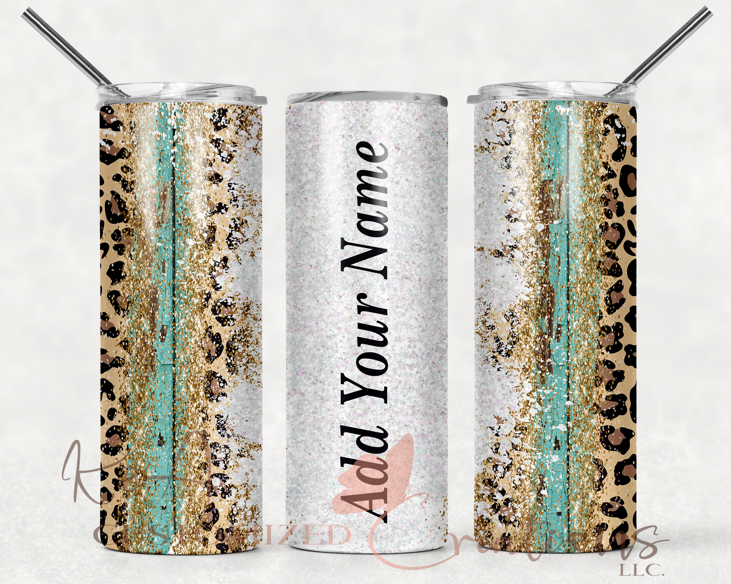 Ripped Leopard & Multi Glitter 20oz Tumbler