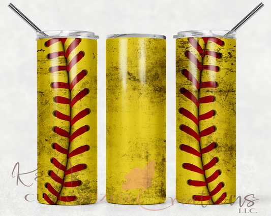 Distressed Softball 20oz Tumbler