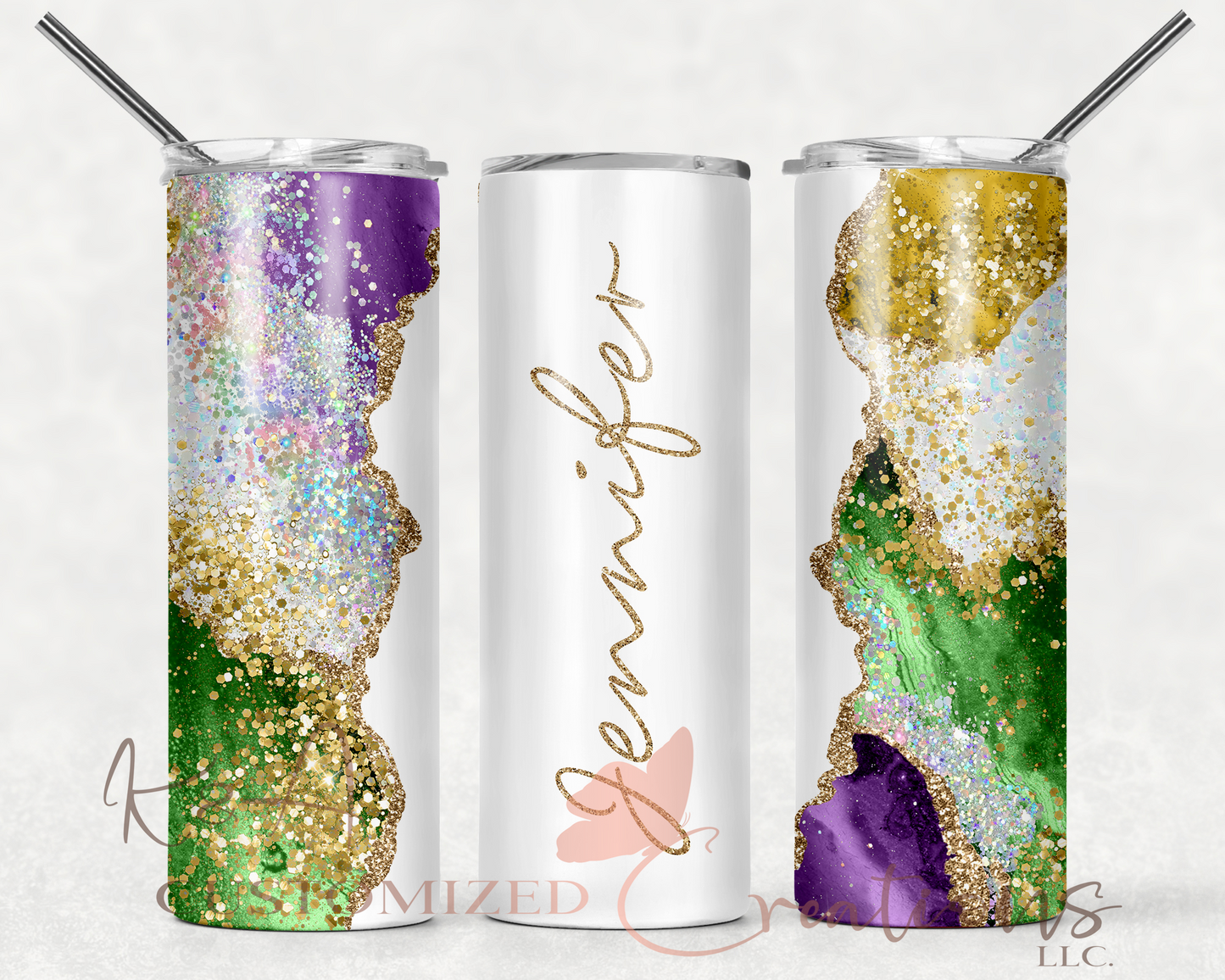 Mardi Gras Multi Marble 20oz Tumbler