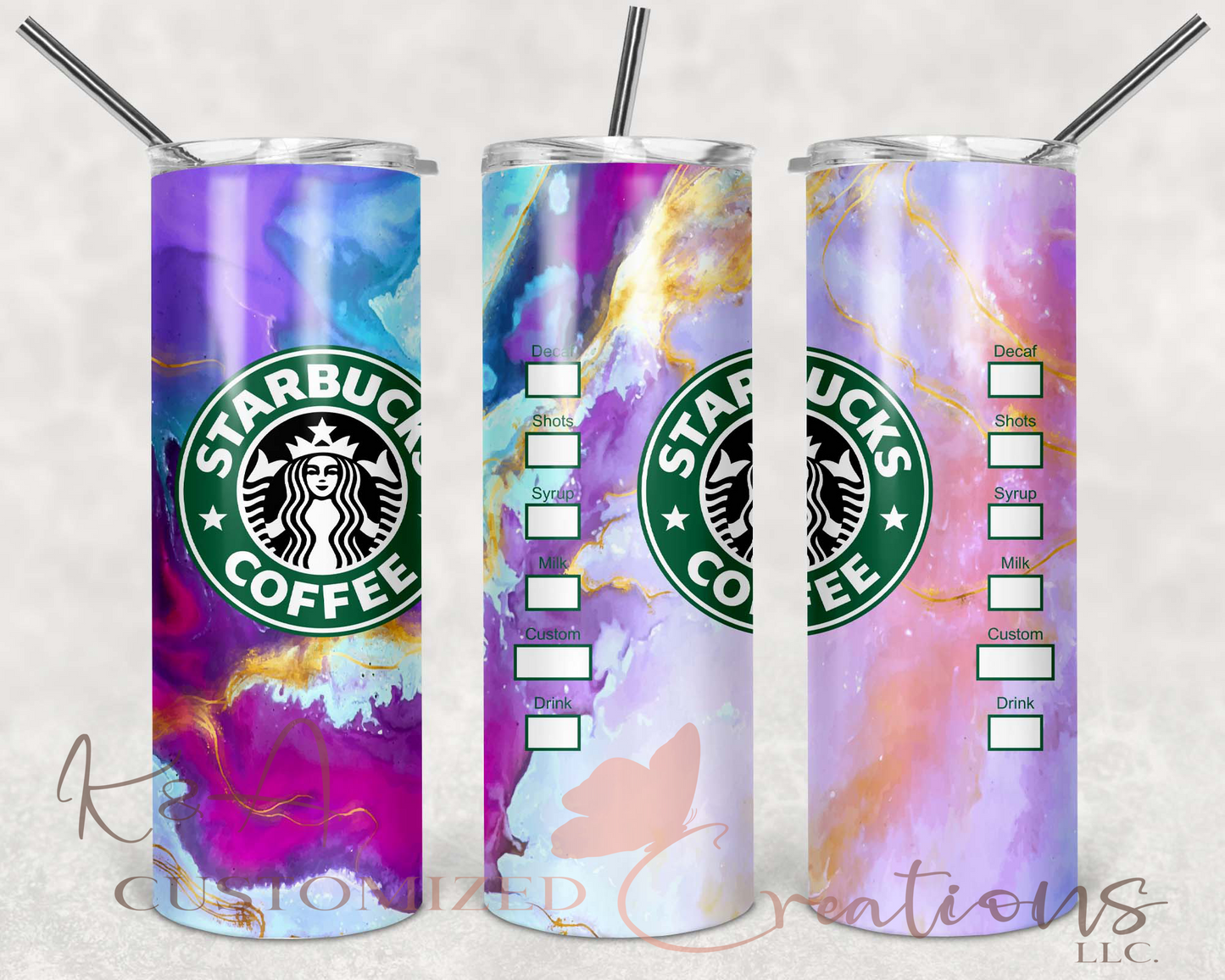 Multi Color Marble Starbucks 20oz Tumbler